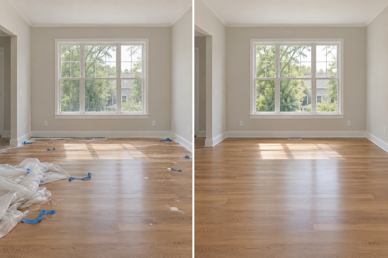 Illustrative reference: After painting work, before / after