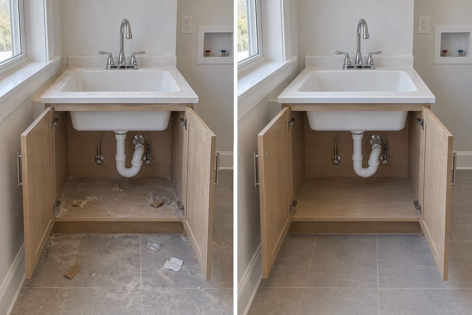 Illustrative reference: After plumbing installation